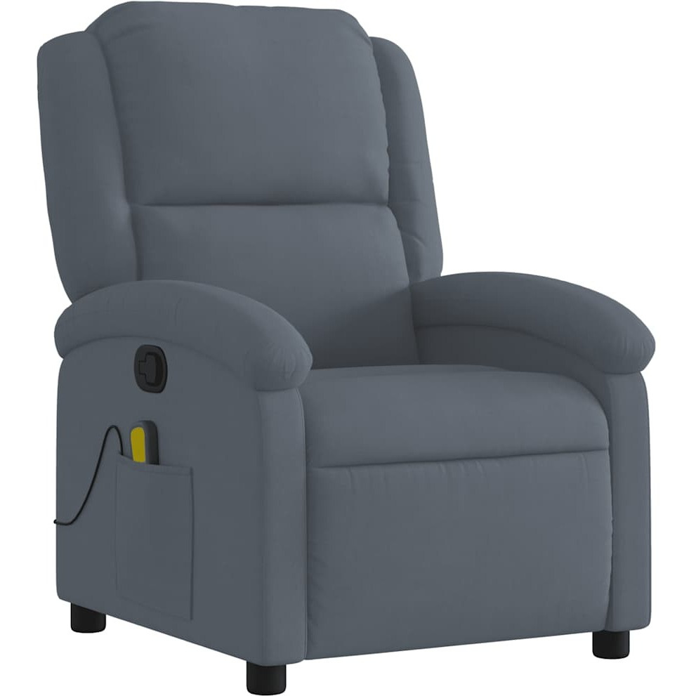 vidaXL Massage Recliner Chair Dark Gray Velvet