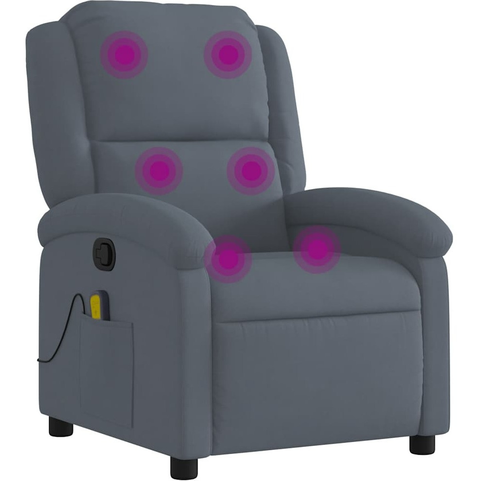 vidaXL Massage Recliner Chair Dark Gray Velvet