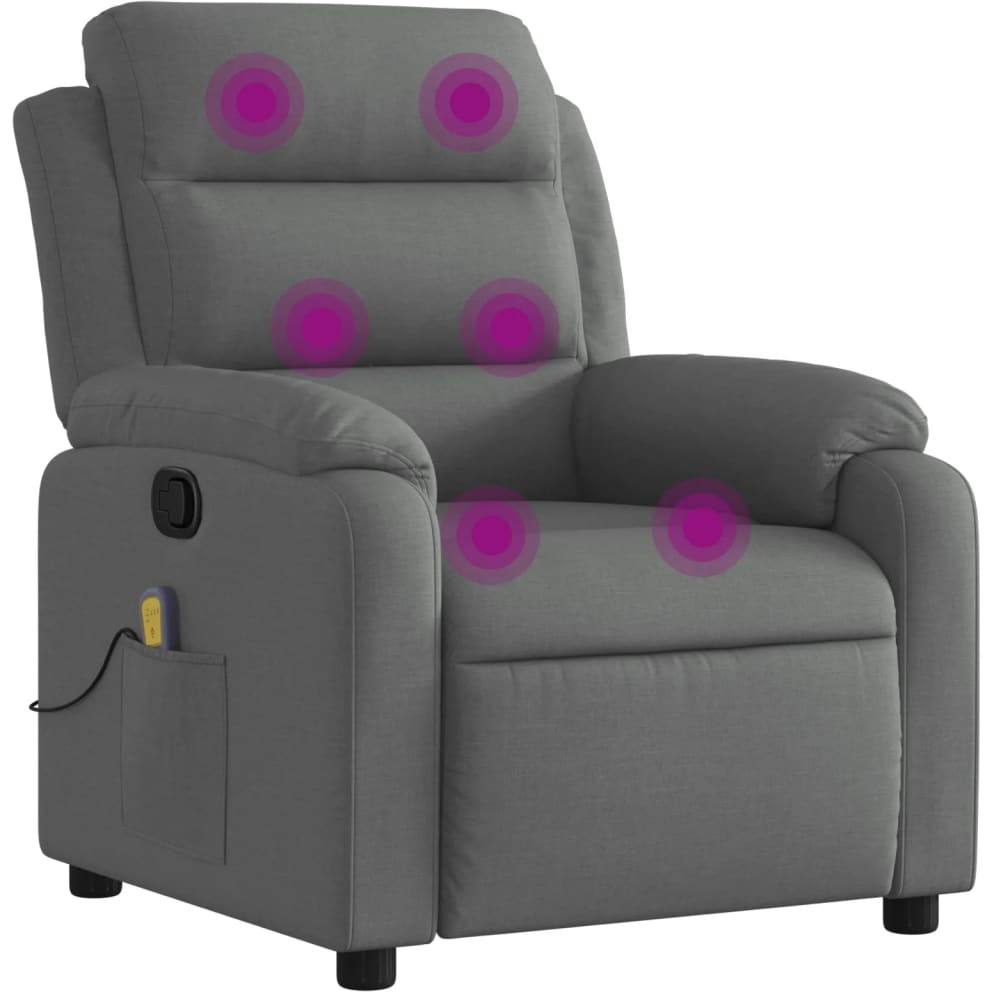 vidaXL Massage Recliner Chair Dark Gray Fabric