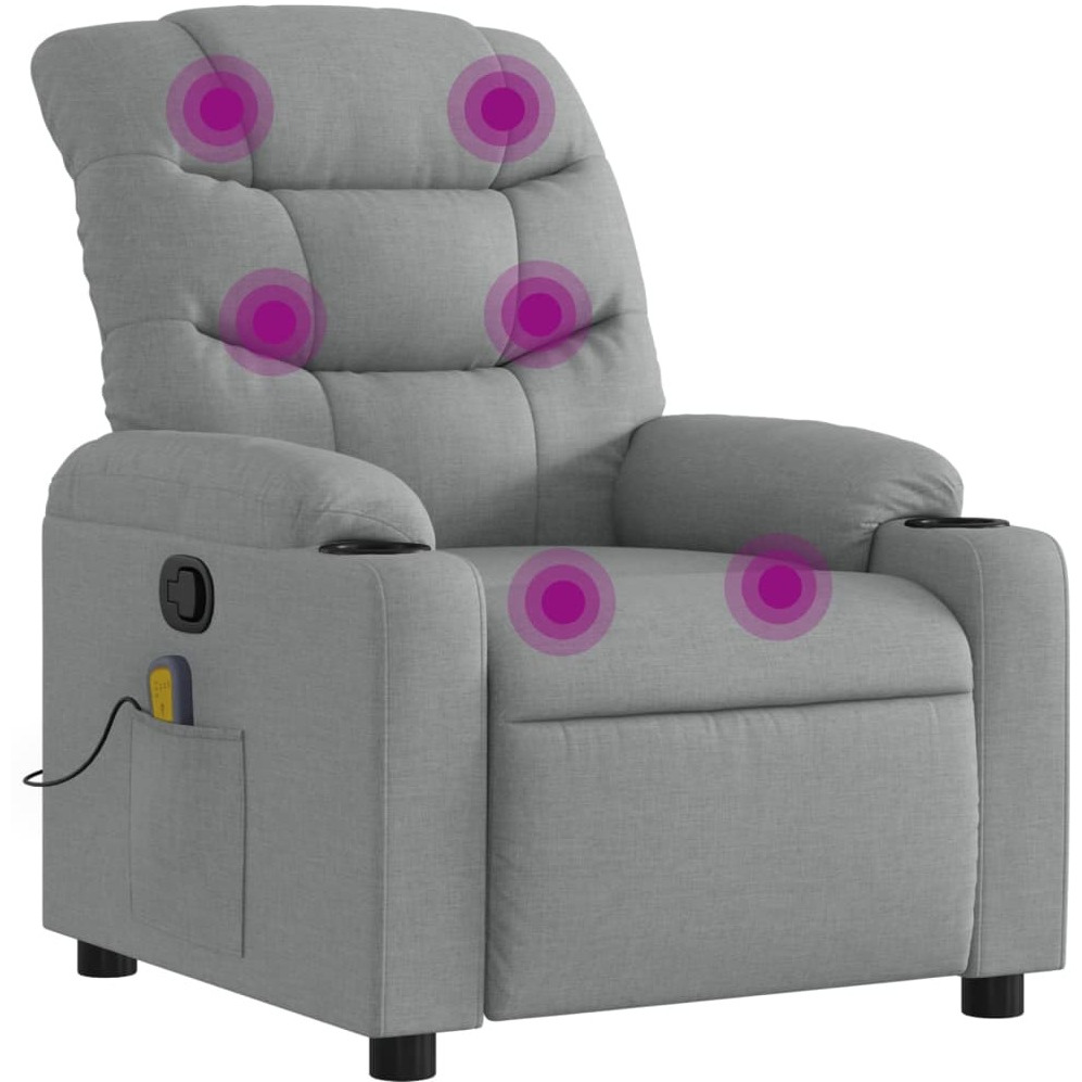 vidaXL Massage Recliner Chair Light Gray Fabric