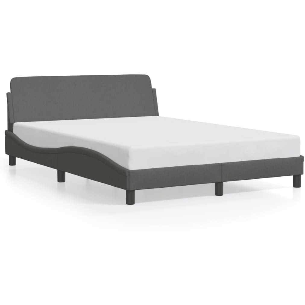 vidaXL Bed Frame with Headboard Dark Gray 53.9x74.8 Full Fabric