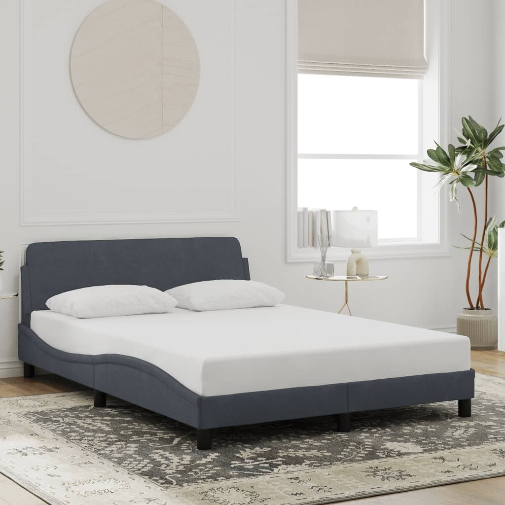 vidaXL Bed Frame with Headboard Dark Gray 53.9x74.8 Full Velvet