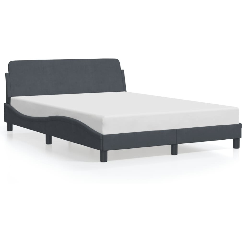 vidaXL Bed Frame with Headboard Dark Gray 53.9x74.8 Full Velvet