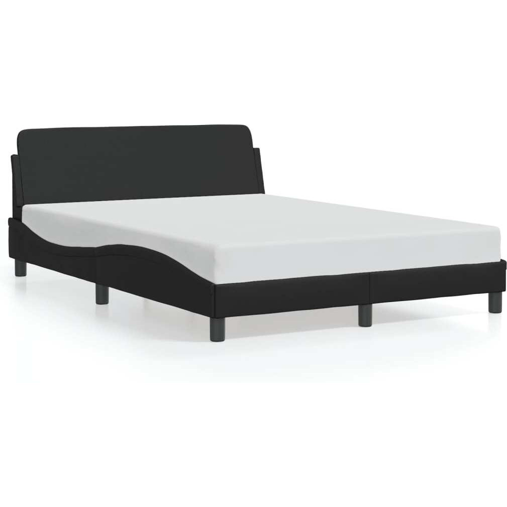 vidaXL Bed Frame with Headboard Black 53.9x74.8 Full Faux Leather