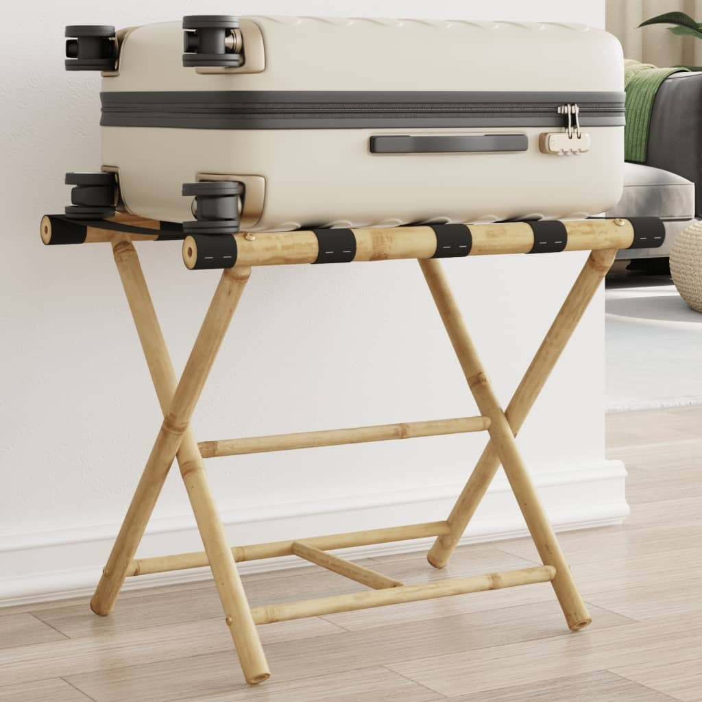 vidaXL Folding Luggage Rack 24.4x16.5x19.9 Bamboo