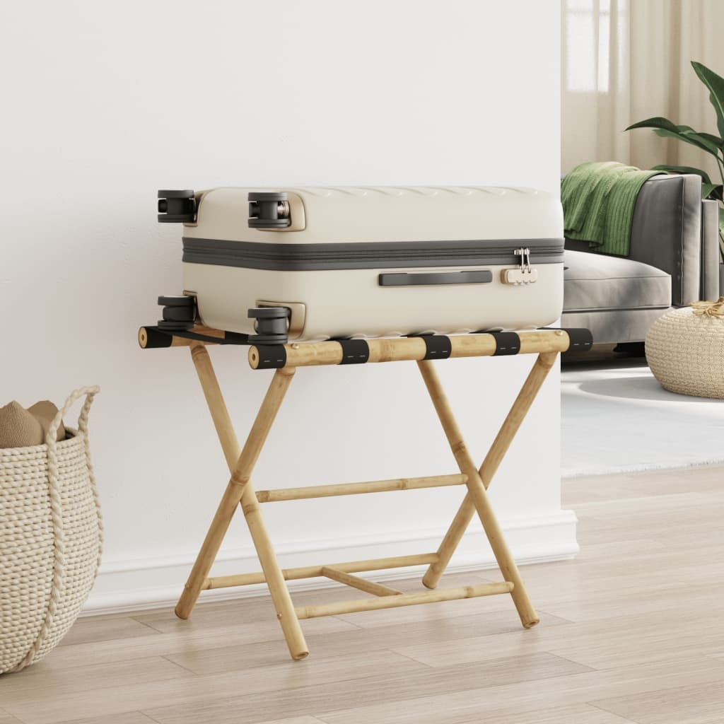 vidaXL Folding Luggage Rack 24.4x16.5x19.9 Bamboo
