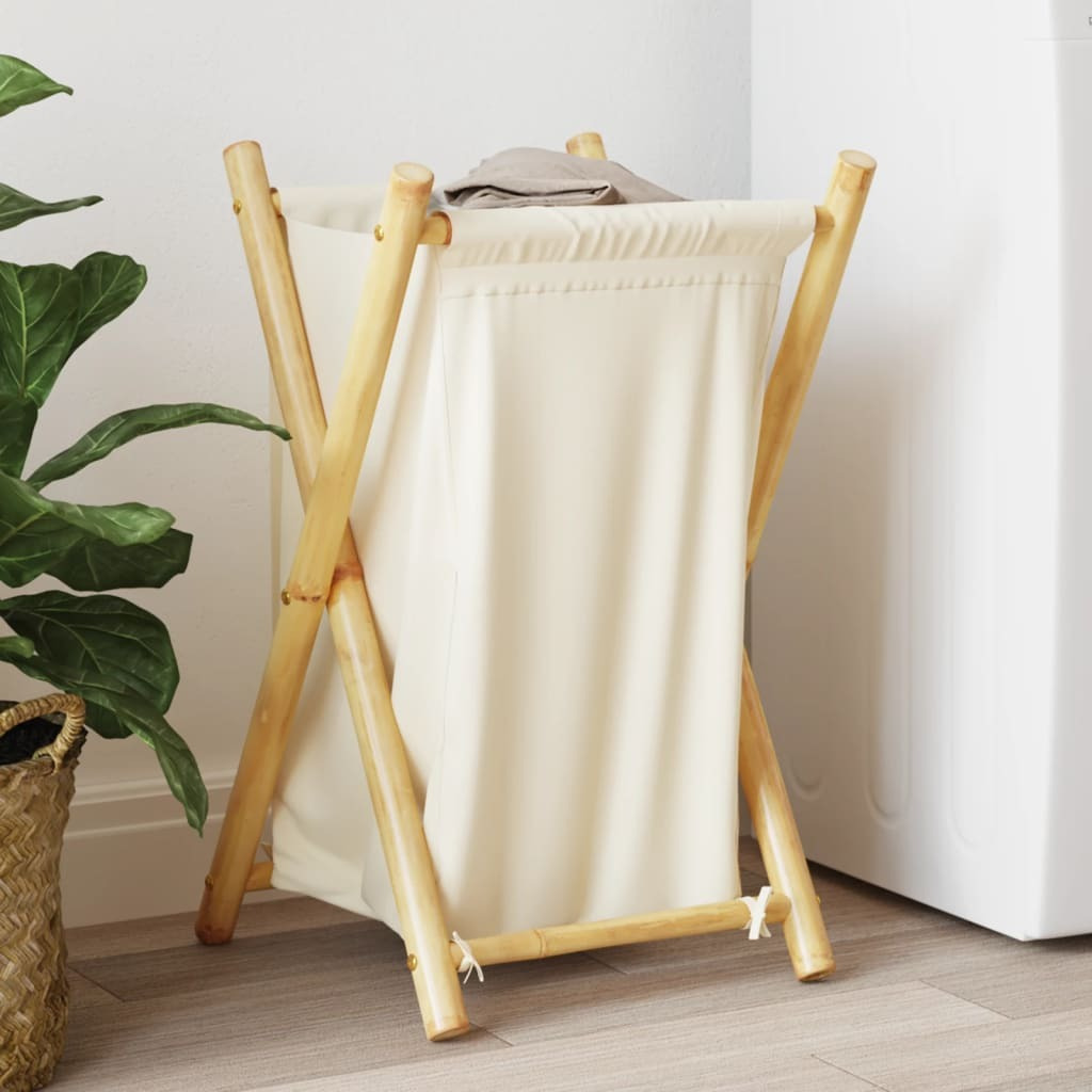 vidaXL Laundry Basket Cream White 16.3x14.2x25 Bamboo
