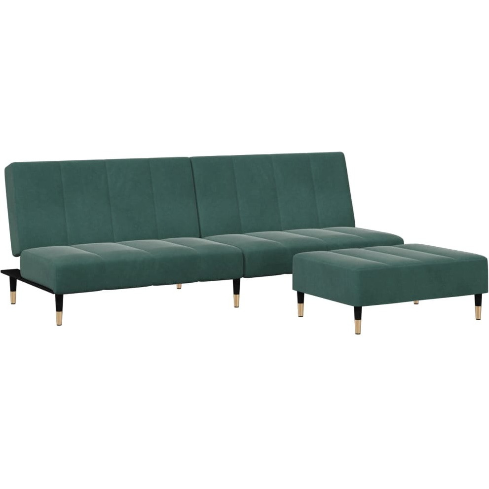 vidaXL 2-Seater Sofa Bed with Footstool Dark Green Velvet