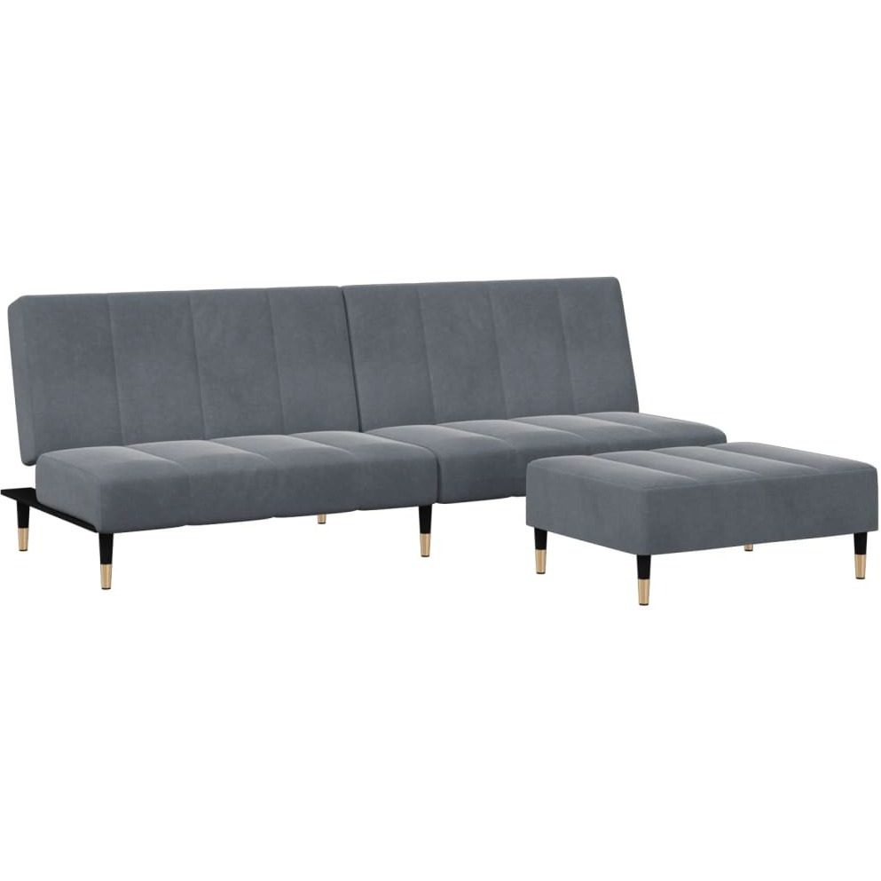 vidaXL 2-Seater Sofa Bed with Footstool Dark Gray Velvet