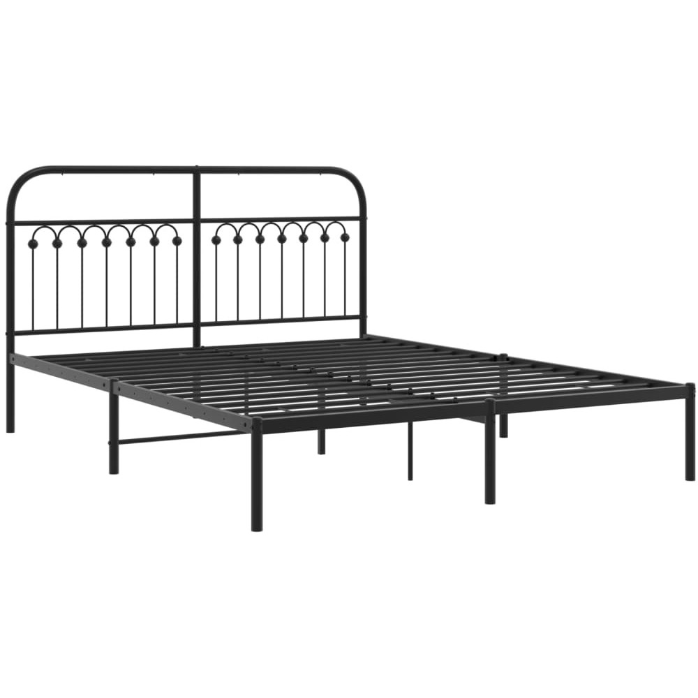vidaXL Metal Bed Frame with Headboard Black 59.1x78.7