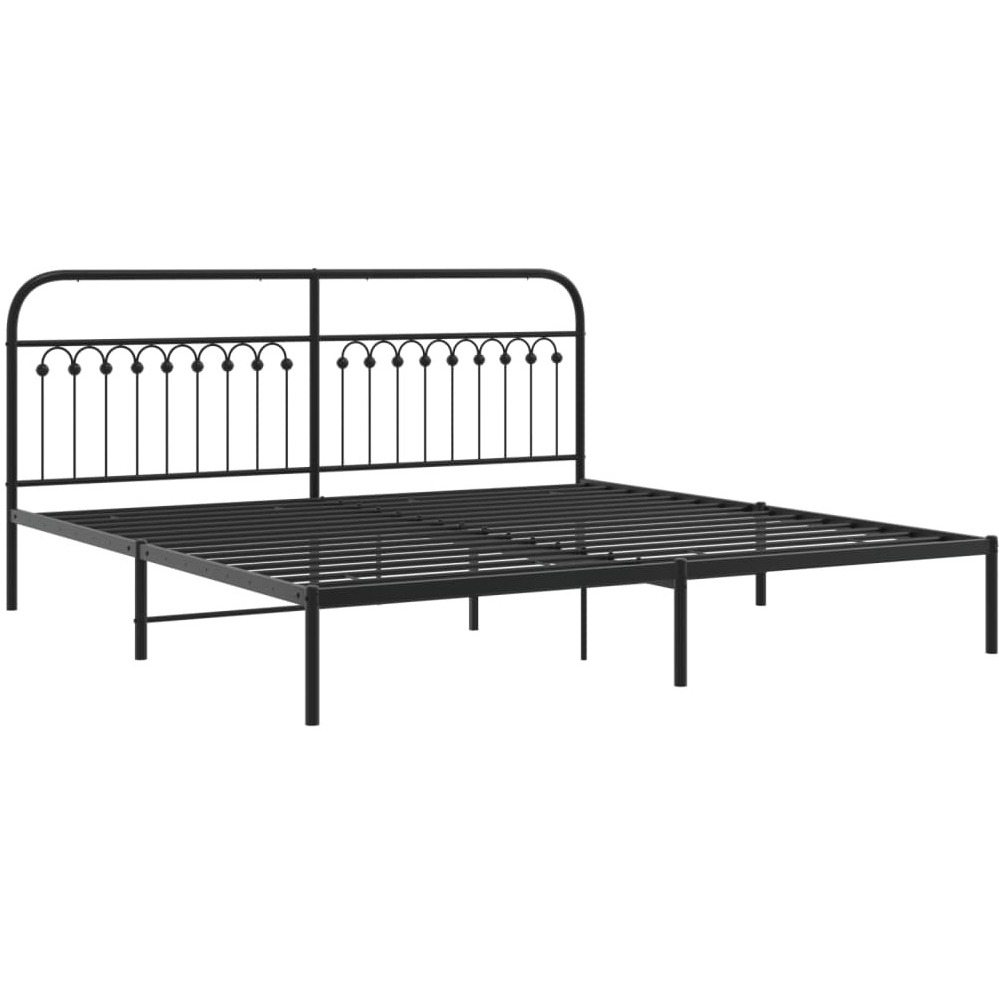 vidaXL Metal Bed Frame with Headboard Black 76x79.9 King