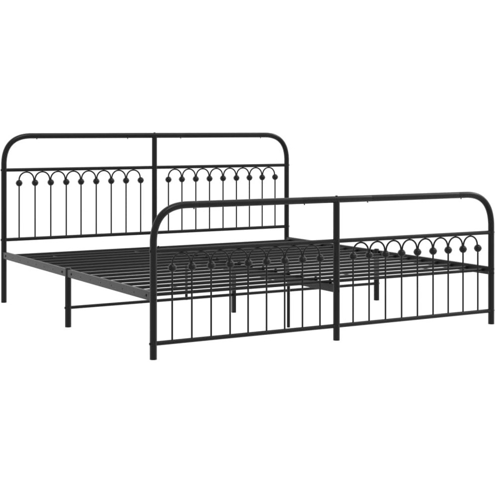 vidaXL Metal Bed Frame with Headboard and Footboard Black 76x79.9 King