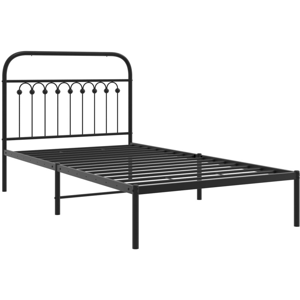 vidaXL Metal Bed Frame with Headboard Black 39.4x78.7