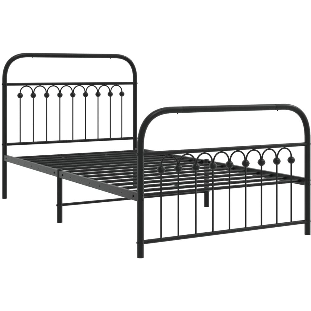 vidaXL Metal Bed Frame with Headboard and Footboard Black 39.4x78.7
