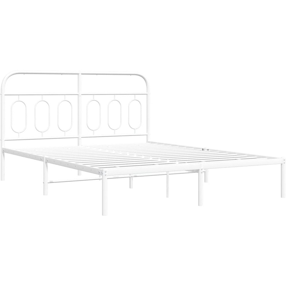 vidaXL Metal Bed Frame with Headboard White 59.1x78.7