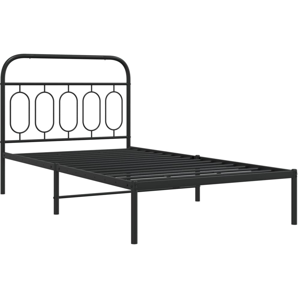 vidaXL Metal Bed Frame with Headboard Black 39.4x78.7