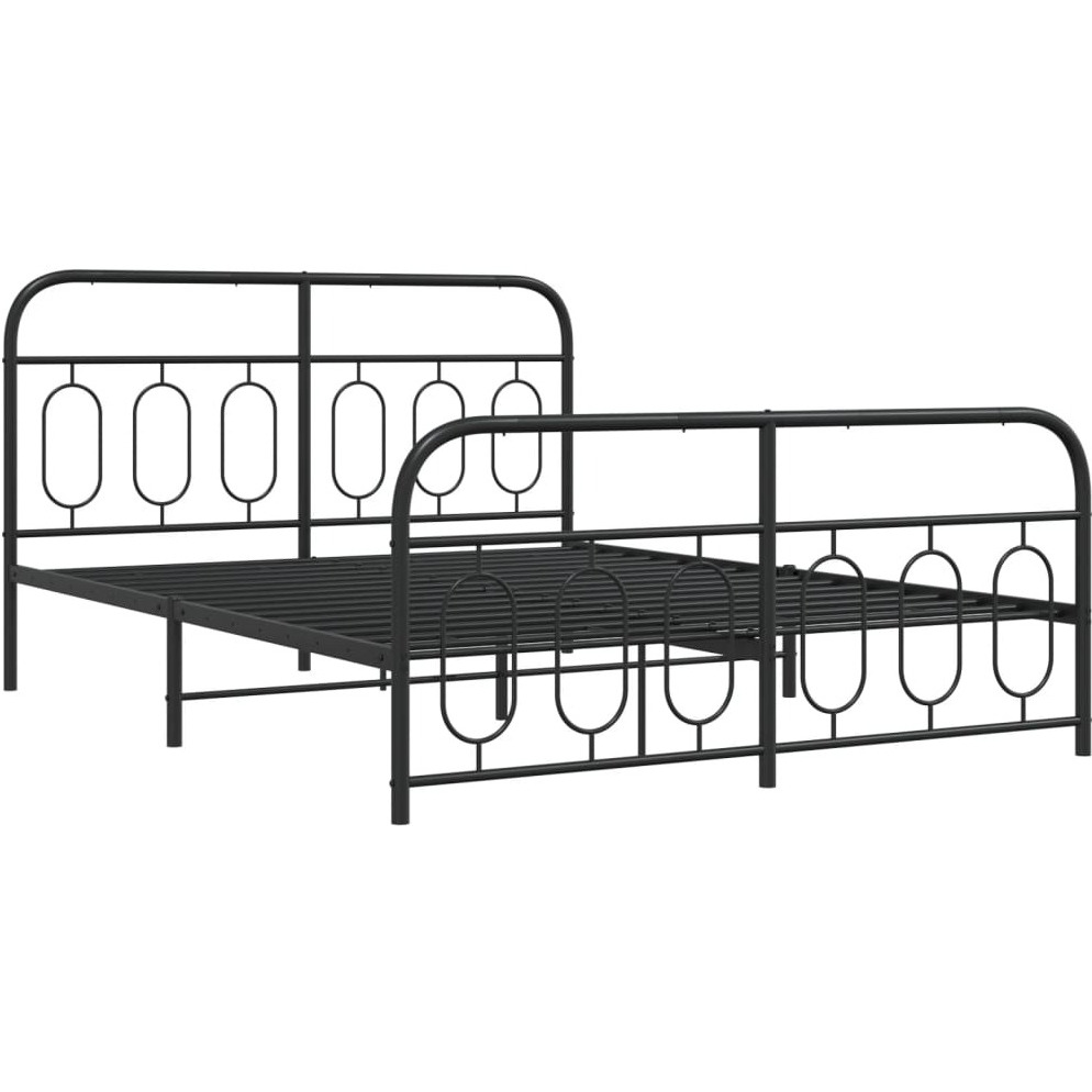 vidaXL Metal Bed Frame with Headboard and Footboard Black 59.1x78.7