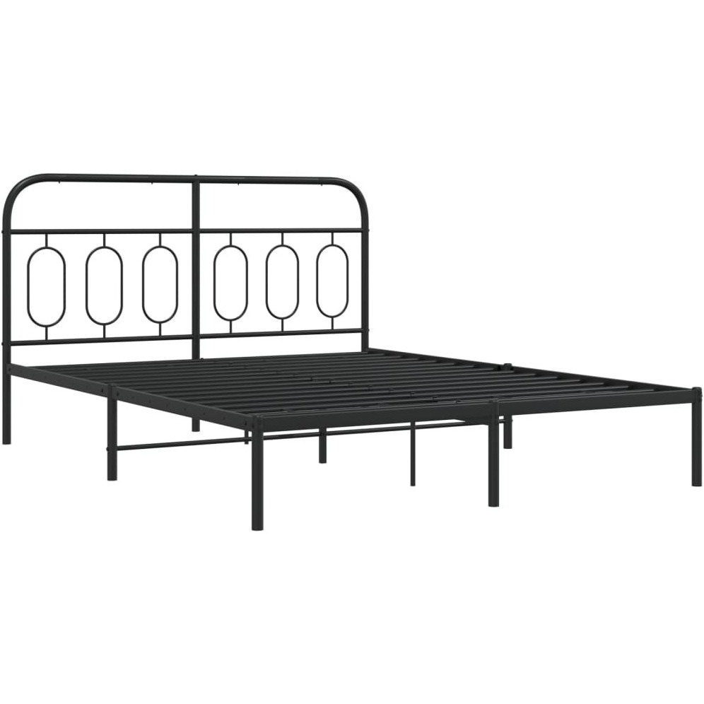 vidaXL Metal Bed Frame with Headboard Black 59.1x78.7
