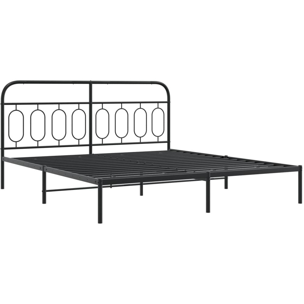 vidaXL Metal Bed Frame with Headboard and Footboard Black 76x79.9 King