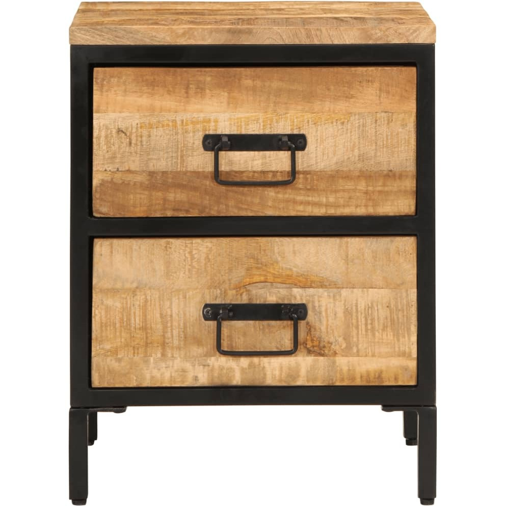 vidaXL Bed Cabinet with 2 Drawers 15.7x13.8x20.9 Solid Rough Wood Mango