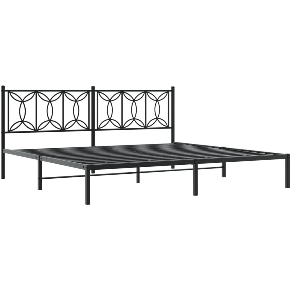 vidaXL Metal Bed Frame with Headboard Black 76x79.9 King