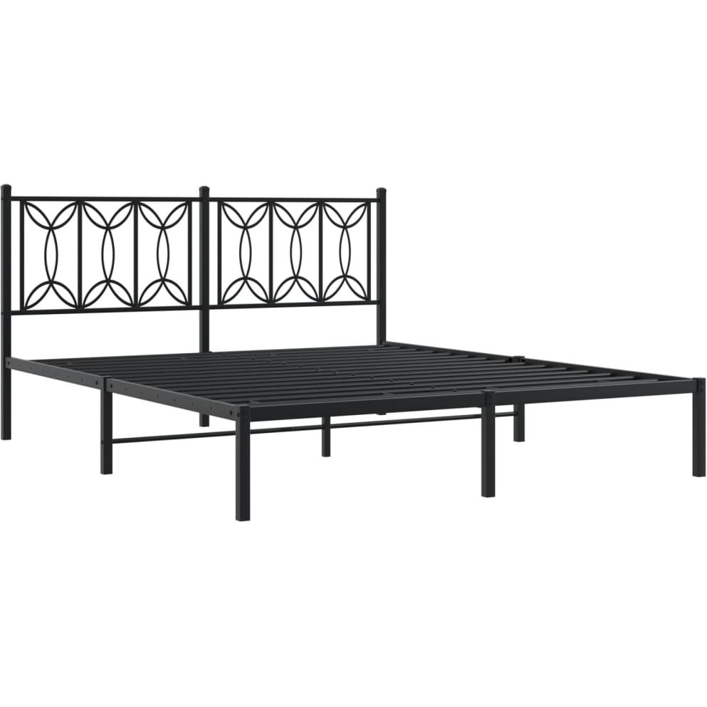 vidaXL Metal Bed Frame with Headboard Black 59.1x78.7
