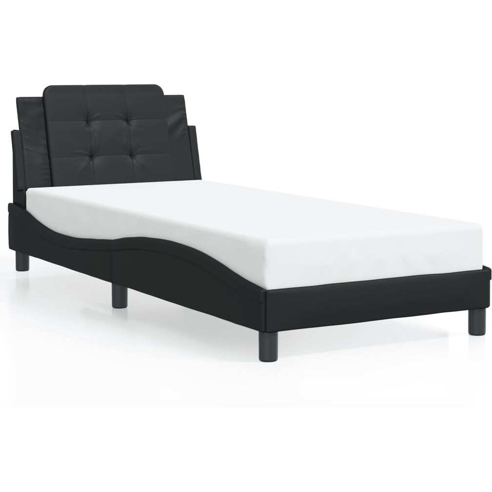 vidaXL Bed Frame with Headboard Black 39.4x79.9 Twin XL Faux Leather