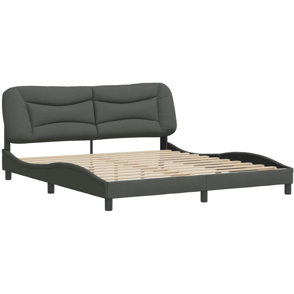 vidaXL Bed Frame with Headboard Dark Gray 76x79.9 King Fabric