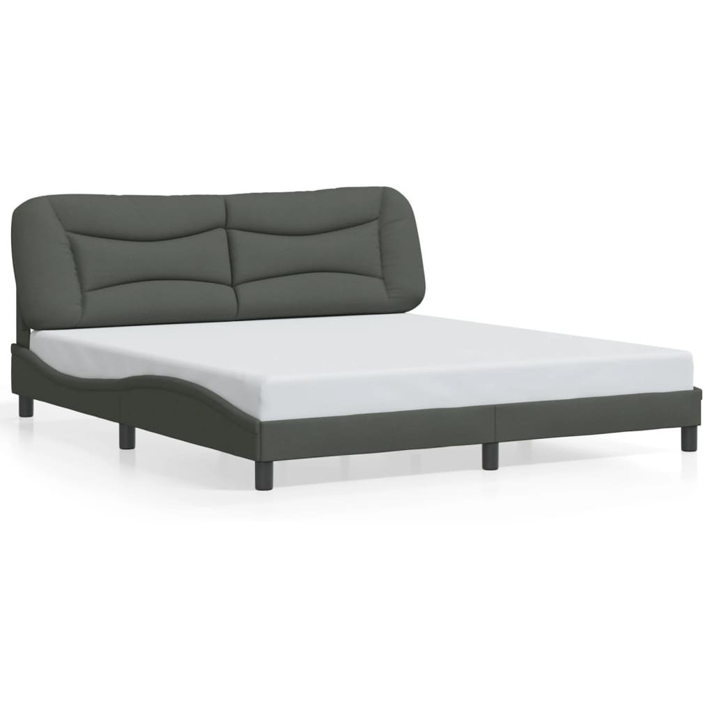 vidaXL Bed Frame with Headboard Dark Gray 76x79.9 King Fabric