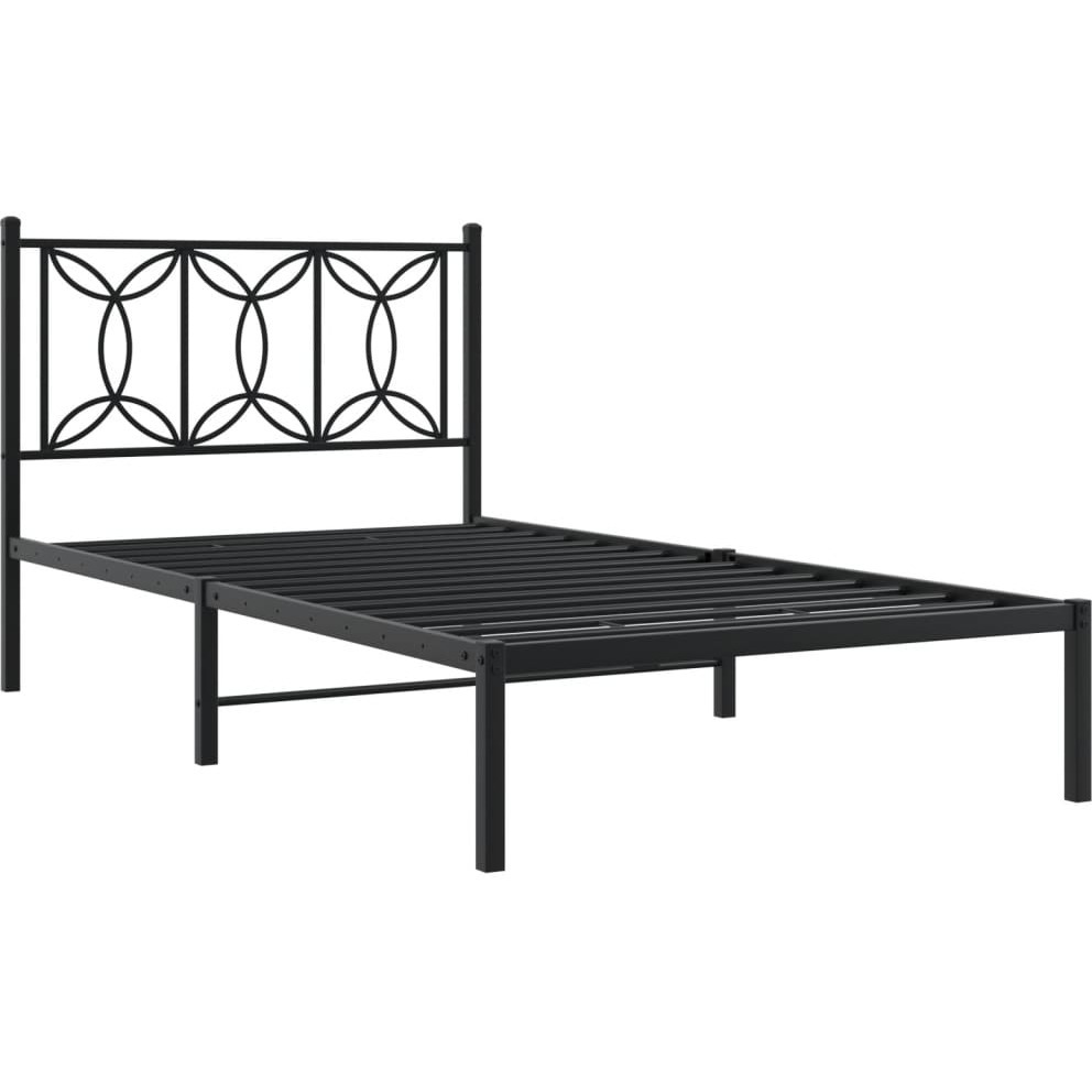 vidaXL Metal Bed Frame with Headboard Black 39.4x78.7