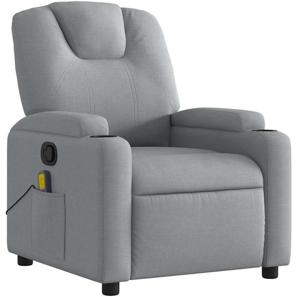 vidaXL Massage Recliner Chair Light Gray Fabric