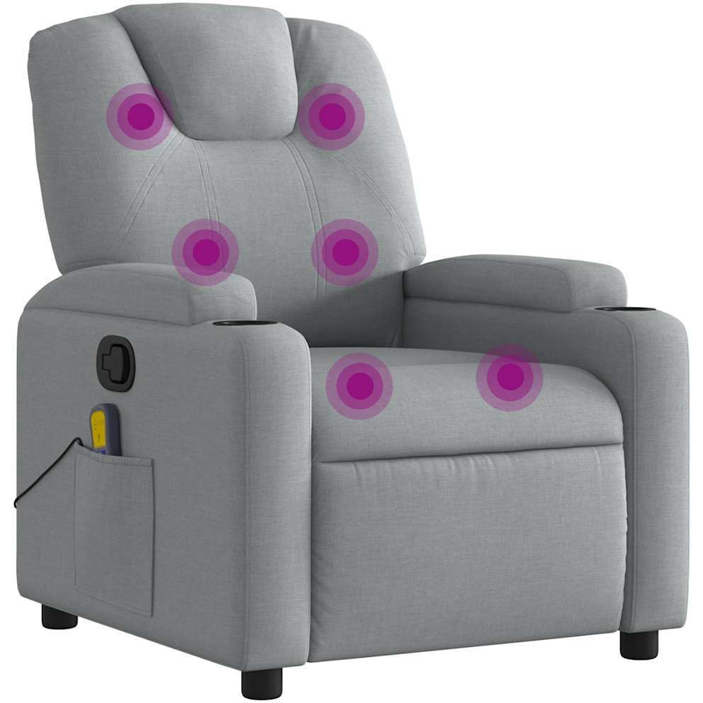 vidaXL Massage Recliner Chair Light Gray Fabric