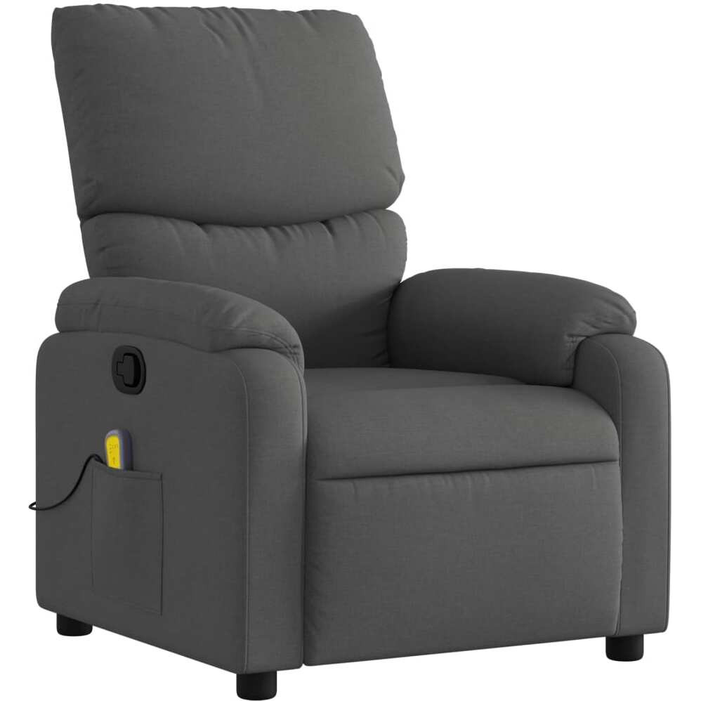 vidaXL Massage Recliner Chair Dark Gray Fabric