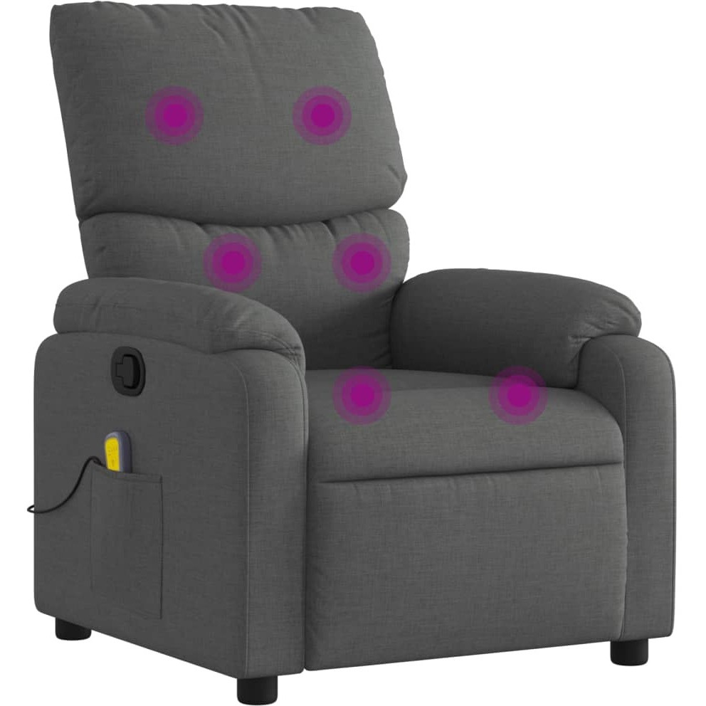 vidaXL Massage Recliner Chair Dark Gray Fabric
