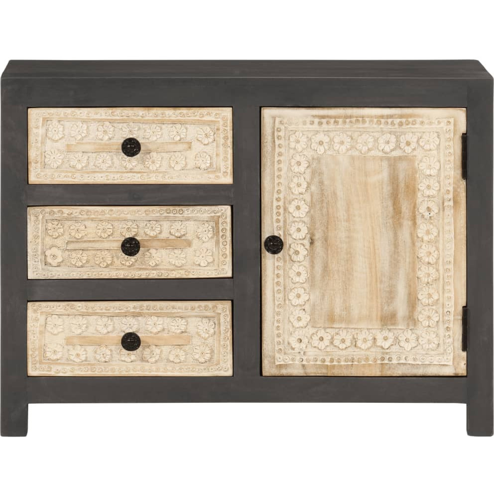 vidaXL Sideboard Gray and White 29.5x13.8x21.7 Solid Mango Wood