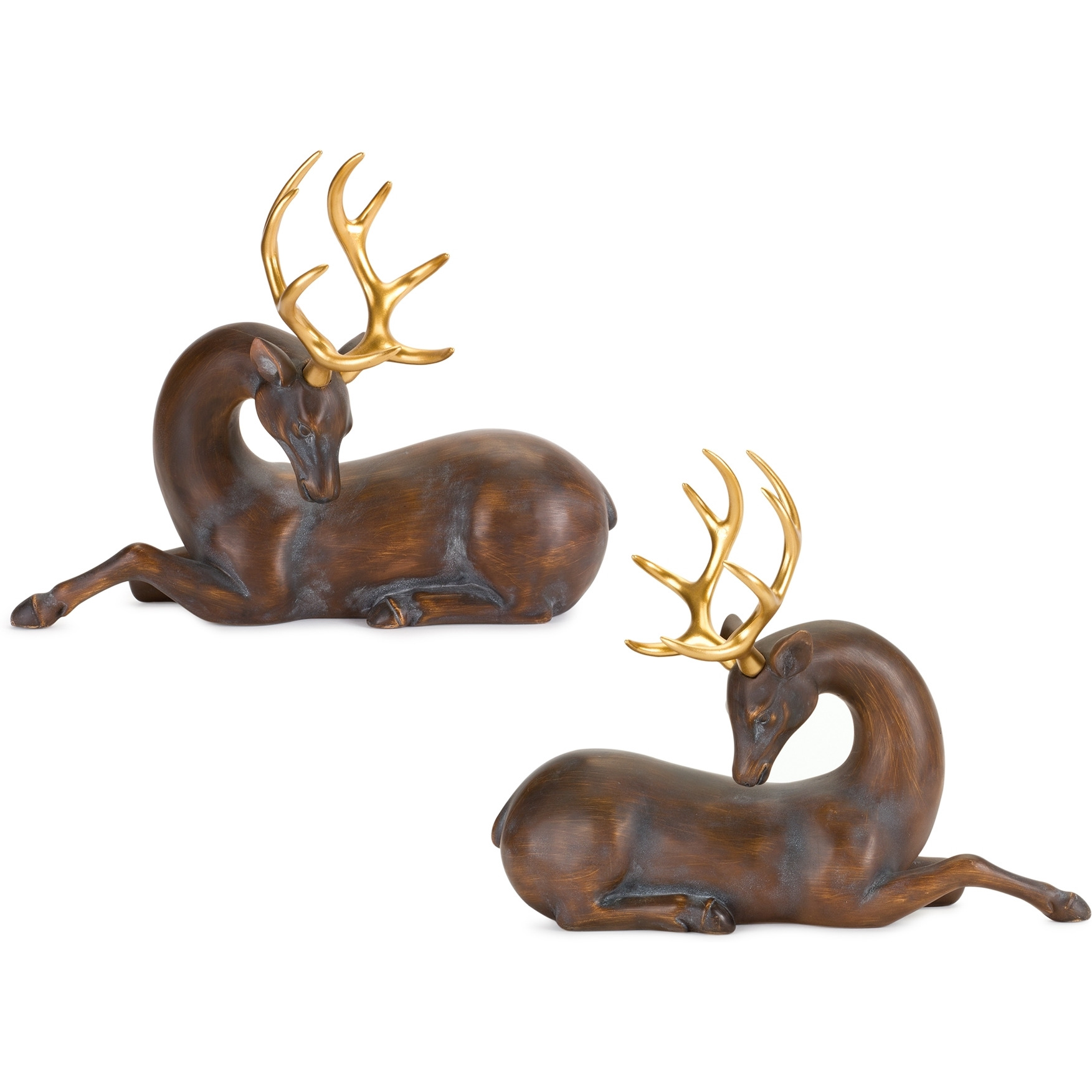 Deer (Set of 2) 14.25&quotL x 11&quotH, 14.5&quotL x 11.75&quotH Resin