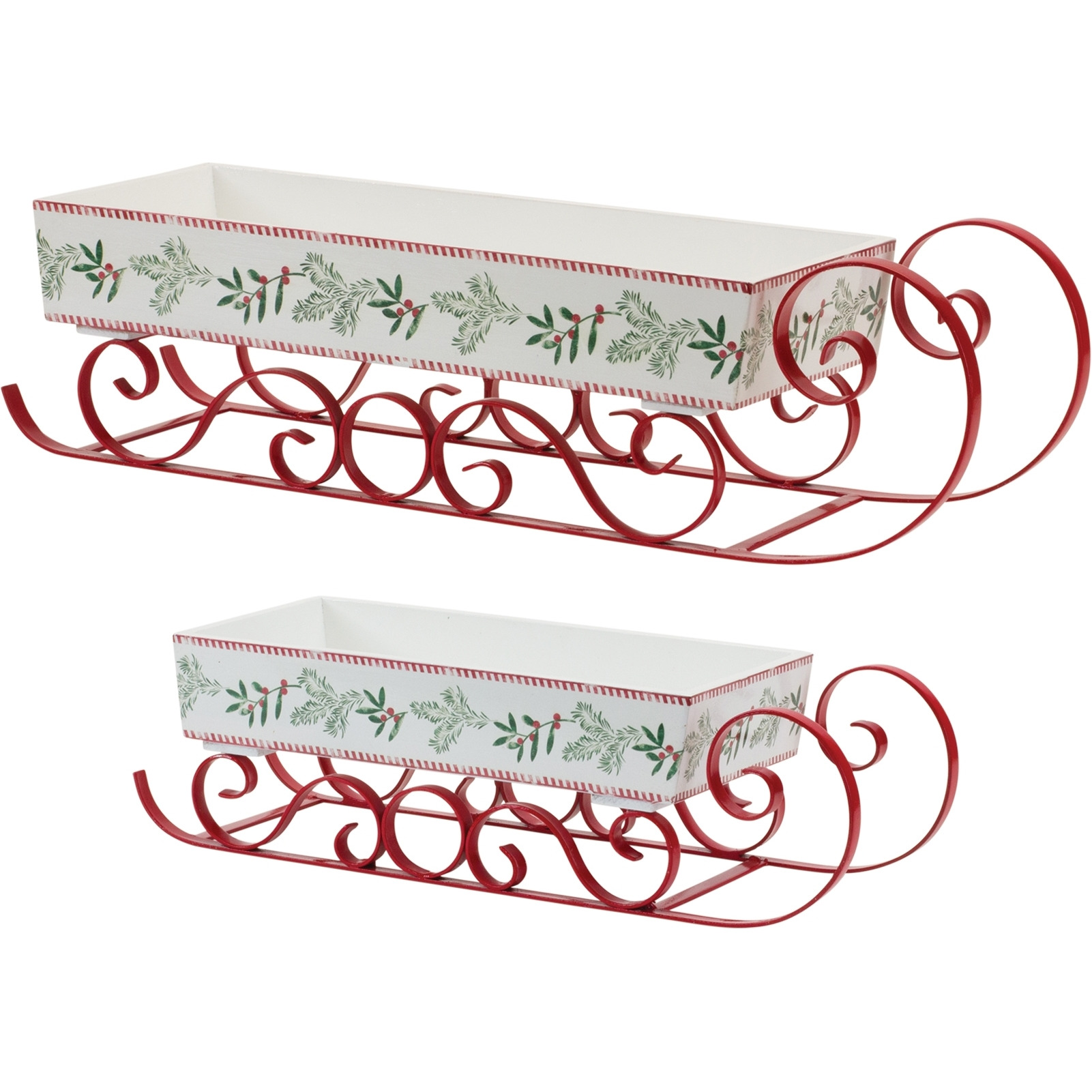 Sleigh (Set of 2) 17.75&quotL x 5&quotH, 24.5&quotL x 6.75&quotH Wood/Iron
