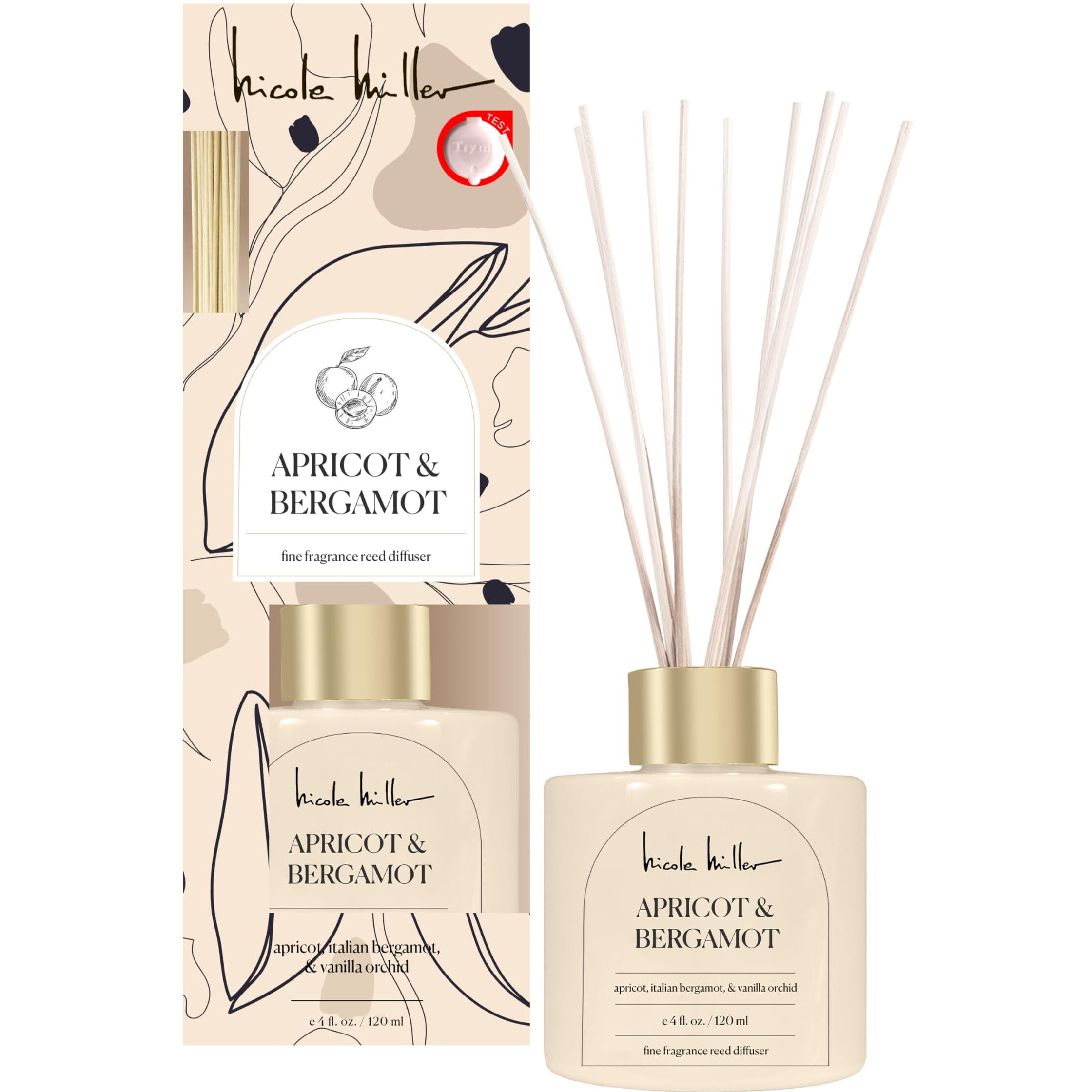 Apricot & Bergamot by Nicole Miller, 4 oz Reed Diffuser