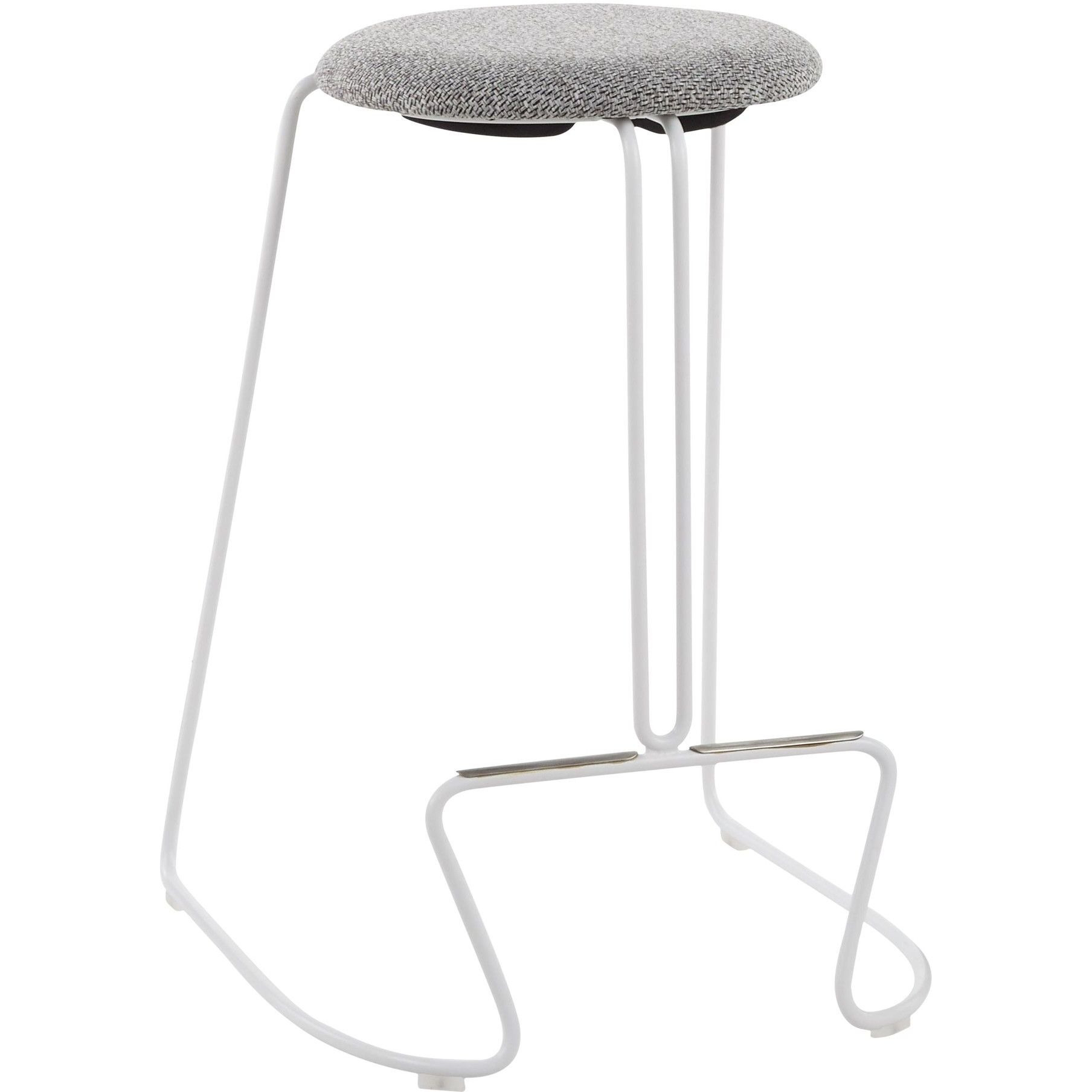 Finn Contemporary Counter Stool in White Steel and Charcoall Fabric by LumiSource - Set of 2