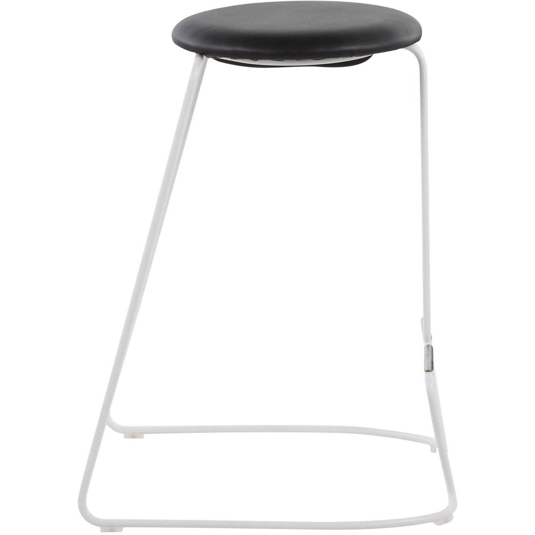 Finn Contemporary Counter Stool in White Steel and Black Faux Leather by LumiSource - Set of 2