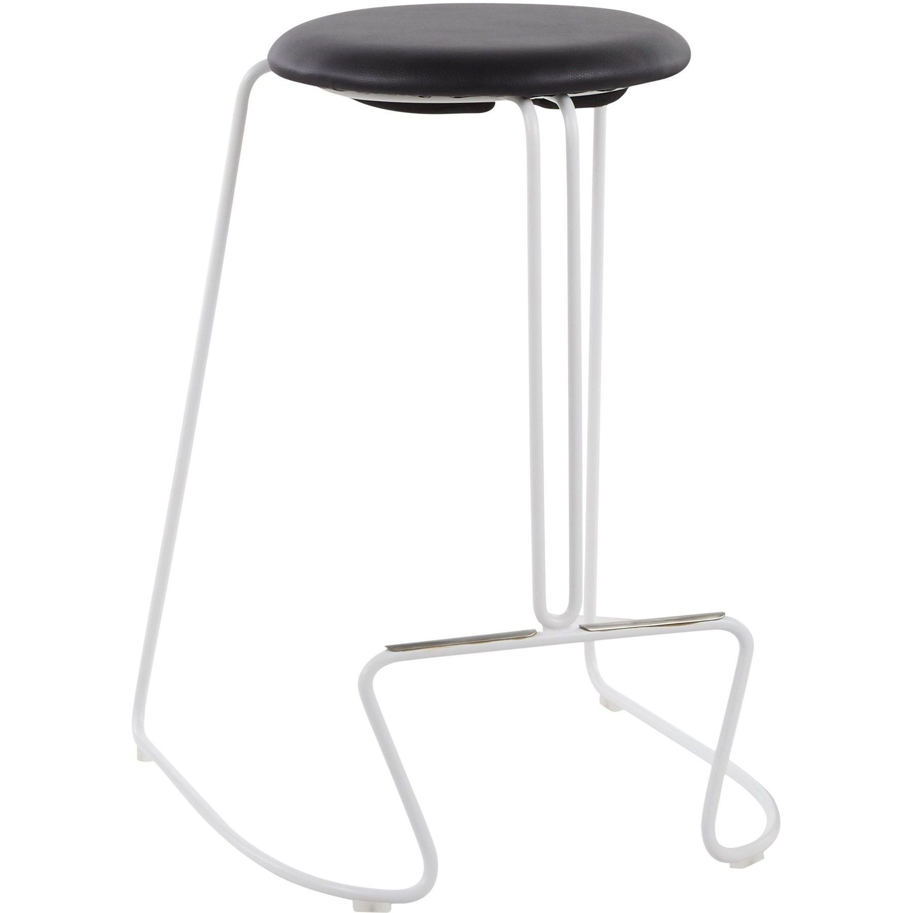Finn Contemporary Counter Stool in White Steel and Black Faux Leather by LumiSource - Set of 2