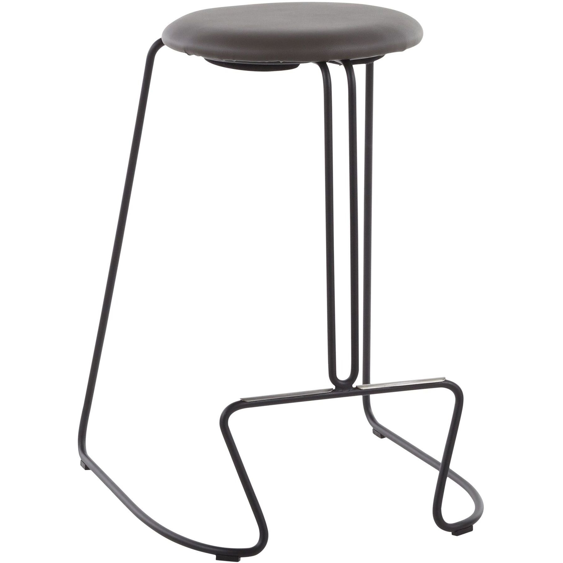 Finn Contemporary Counter Stool in Black Steel and Grey Faux Leather by LumiSource - Set of 2