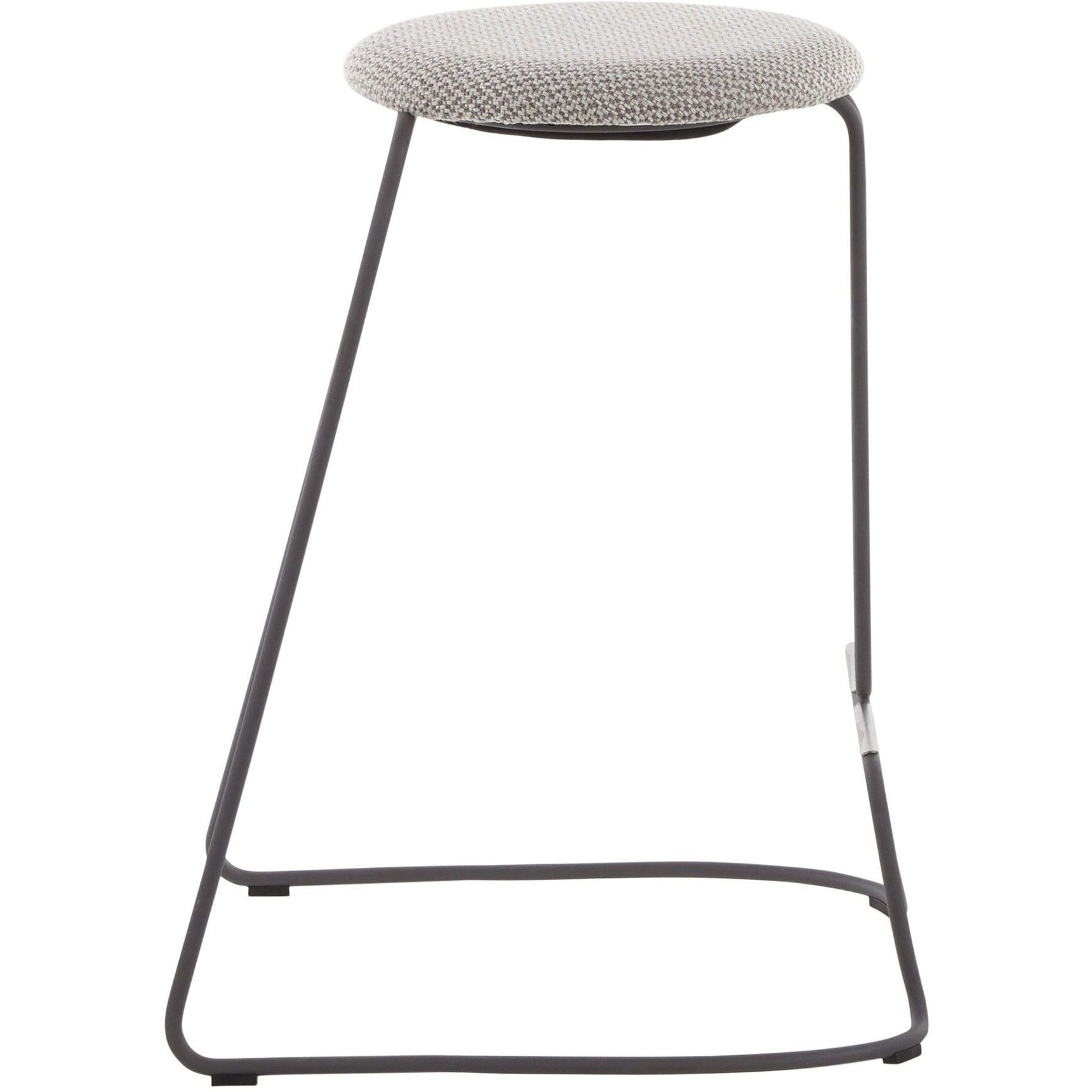 Finn Contemporary Counter Stool in Grey Steel and Light Grey Fabric by LumiSource - Set of 2