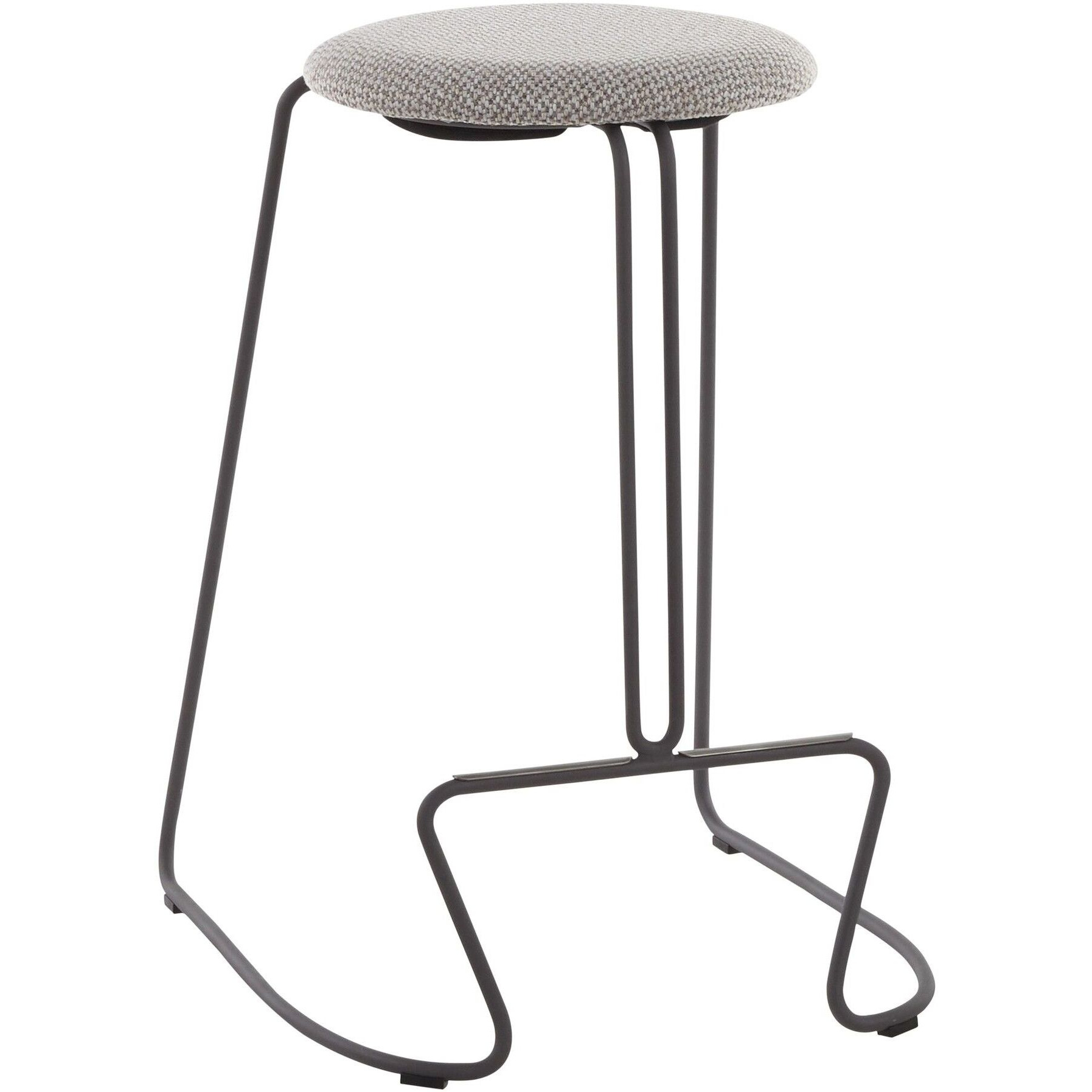 Finn Contemporary Counter Stool in Grey Steel and Light Grey Fabric by LumiSource - Set of 2