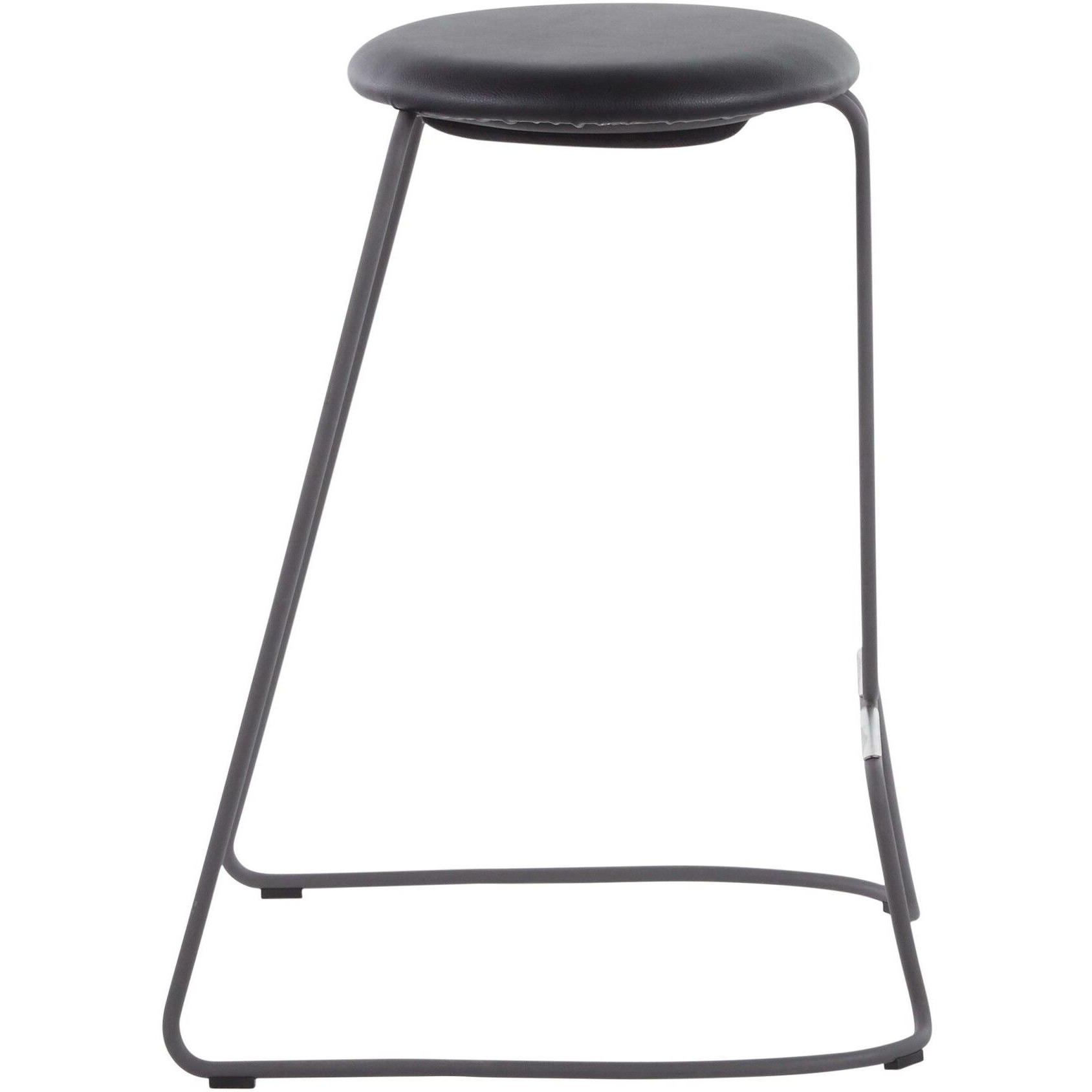 Finn Contemporary Counter Stool in Black Steel and Black Faux Leather by LumiSource - Set of 2