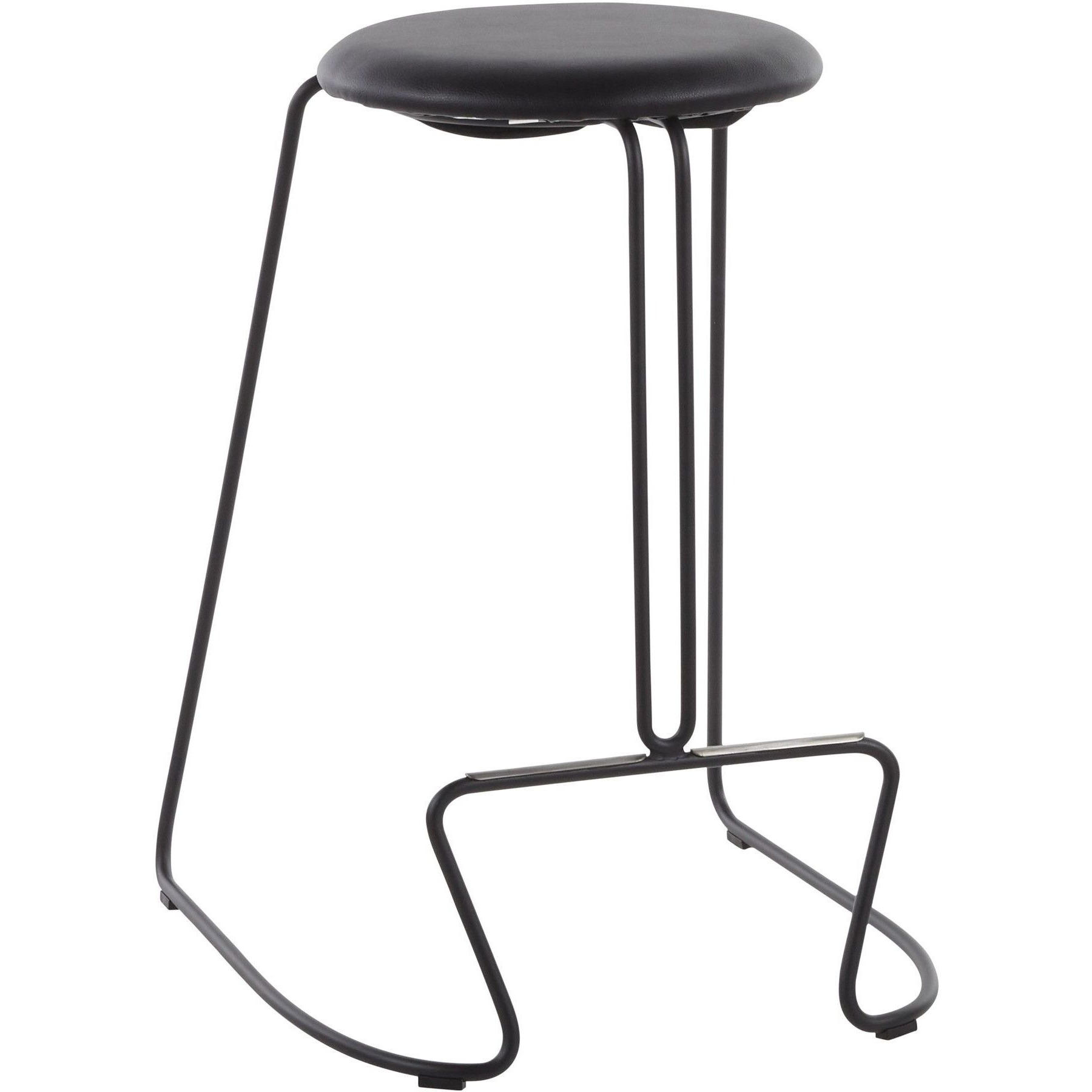 Finn Contemporary Counter Stool in Black Steel and Black Faux Leather by LumiSource - Set of 2