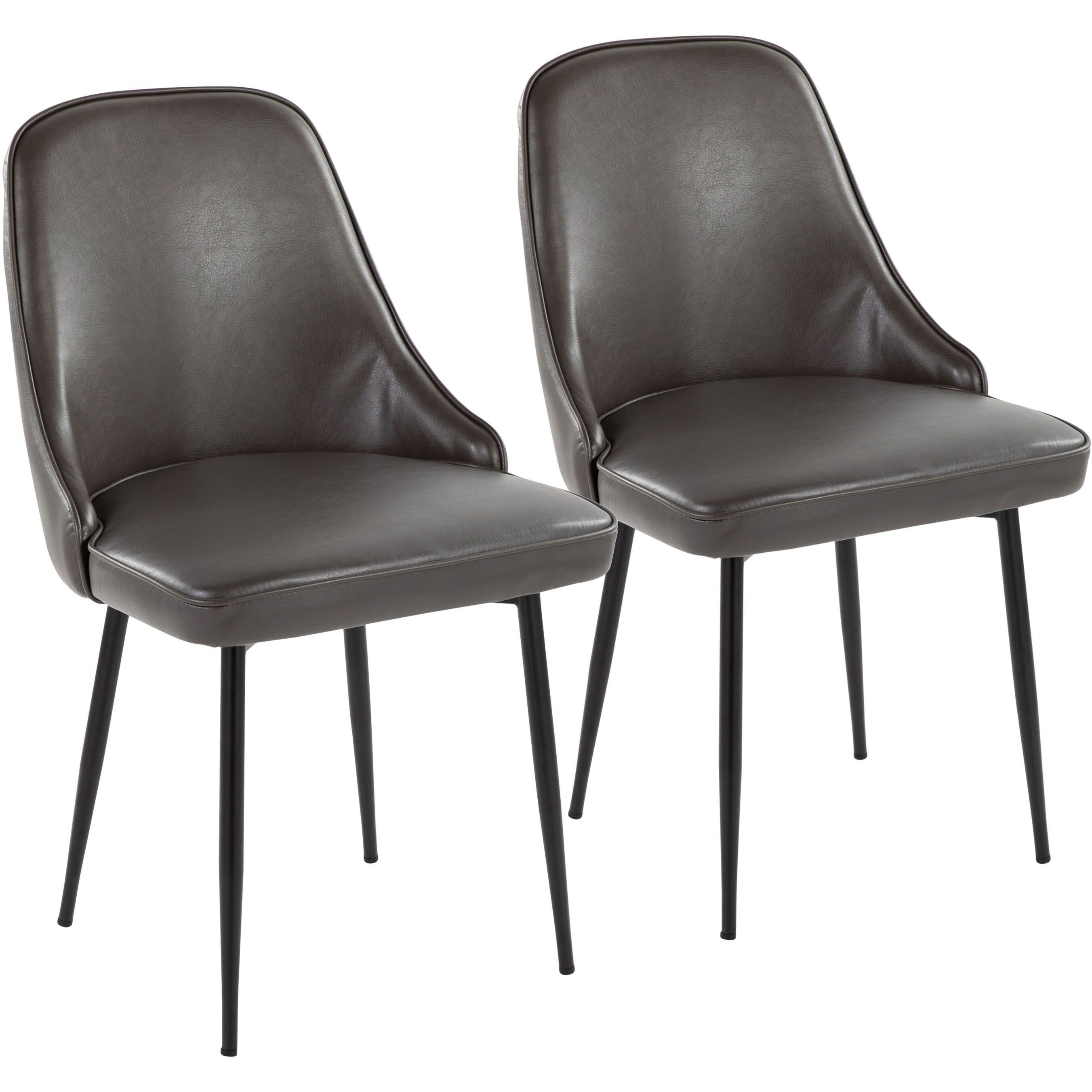 Marcel Contemporary Dining Chair with Black Frame and Grey Faux Leather by LumiSource - Set of 2