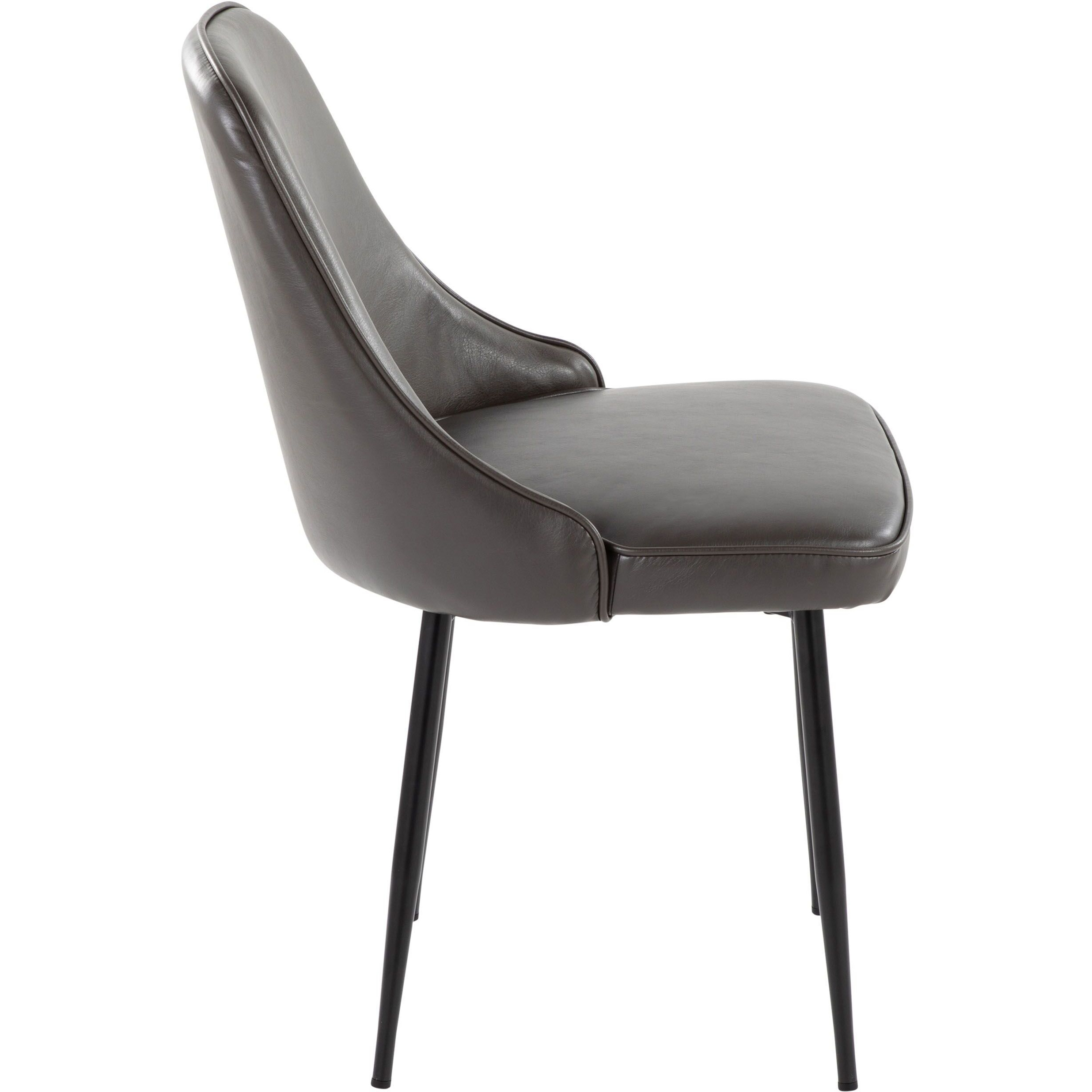 Marcel Contemporary Dining Chair with Black Frame and Grey Faux Leather by LumiSource - Set of 2