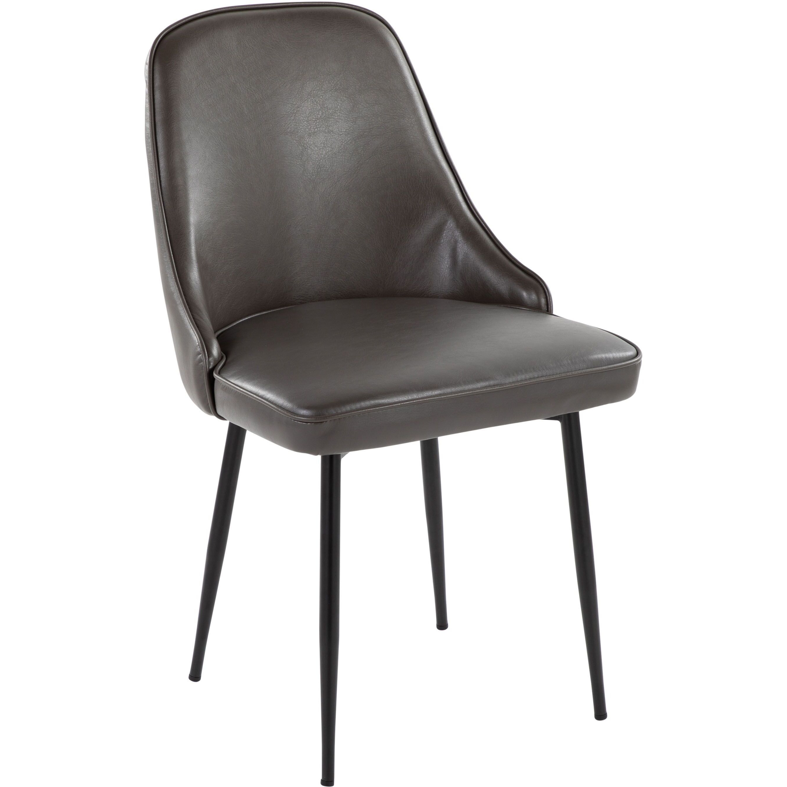 Marcel Contemporary Dining Chair with Black Frame and Grey Faux Leather by LumiSource - Set of 2