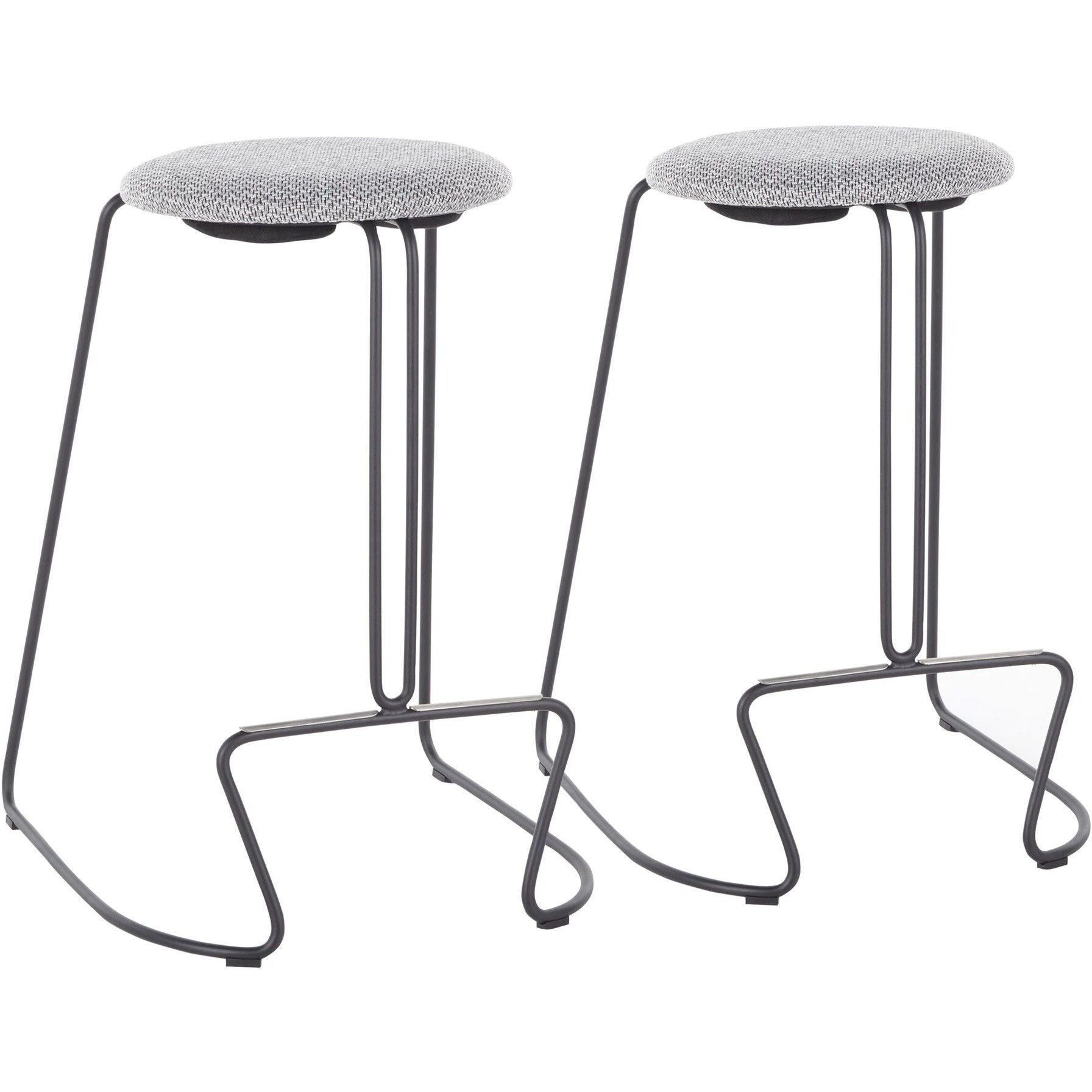 Finn Contemporary Counter Stool in Black Steel and Charcoal Fabric by LumiSource - Set of 2